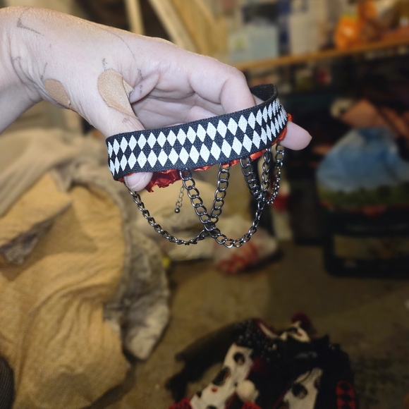 Harlequin Clown Costume for Kids - Black, White, Red - Picture 3 of 5